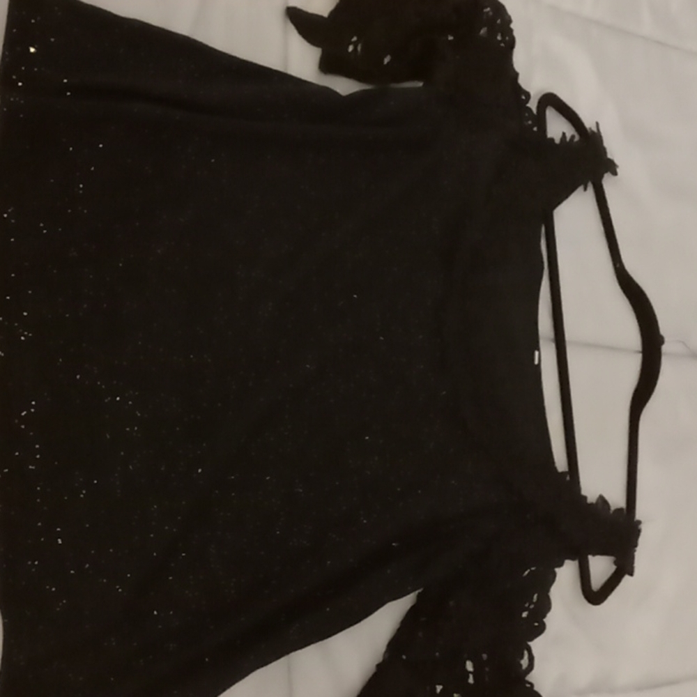 Black Sparkle star shirt with lace